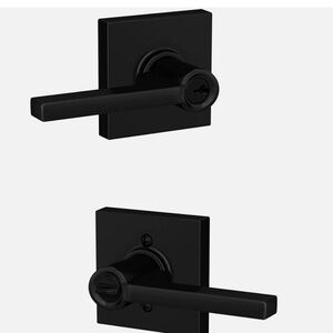 Schlage F51A LAT 622 COL Latitude Door Lever w/ Collins Trim, Keyed Lock, Black